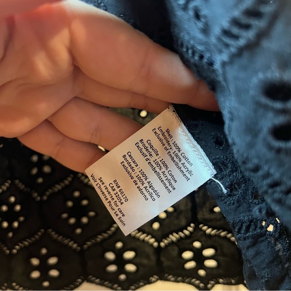 #67 ANTHROPOLOGIE HEMANT & NANDITA MAVRA EMBROIDERED EYELET OFF SHOULDER TOP - Picture 7 of 8